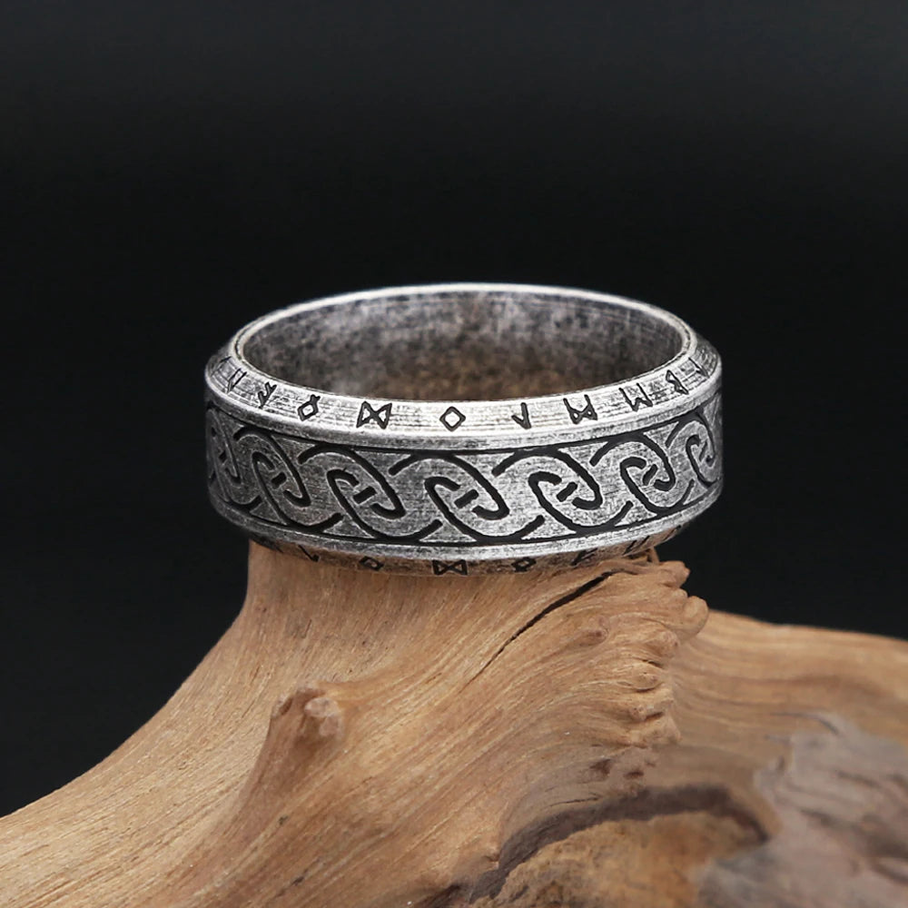 Odin Steel Ring Viking Futhark Runes 316L Norse
