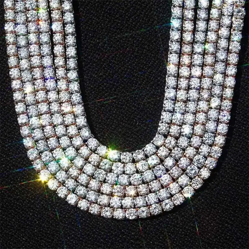 NY Stainless Steel Tennis Necklaces Woman Trend Men Women Iced Out 4mm Zircon Tennis Chains Jewelry No Fade