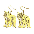 Cat Two-Tone Earrings Lovely Animal Hollow Hoop