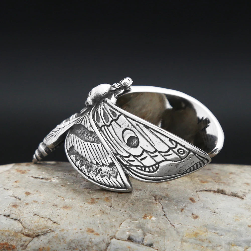 Butterfly Skull Steel Ring Gothic Punk Motorcycle