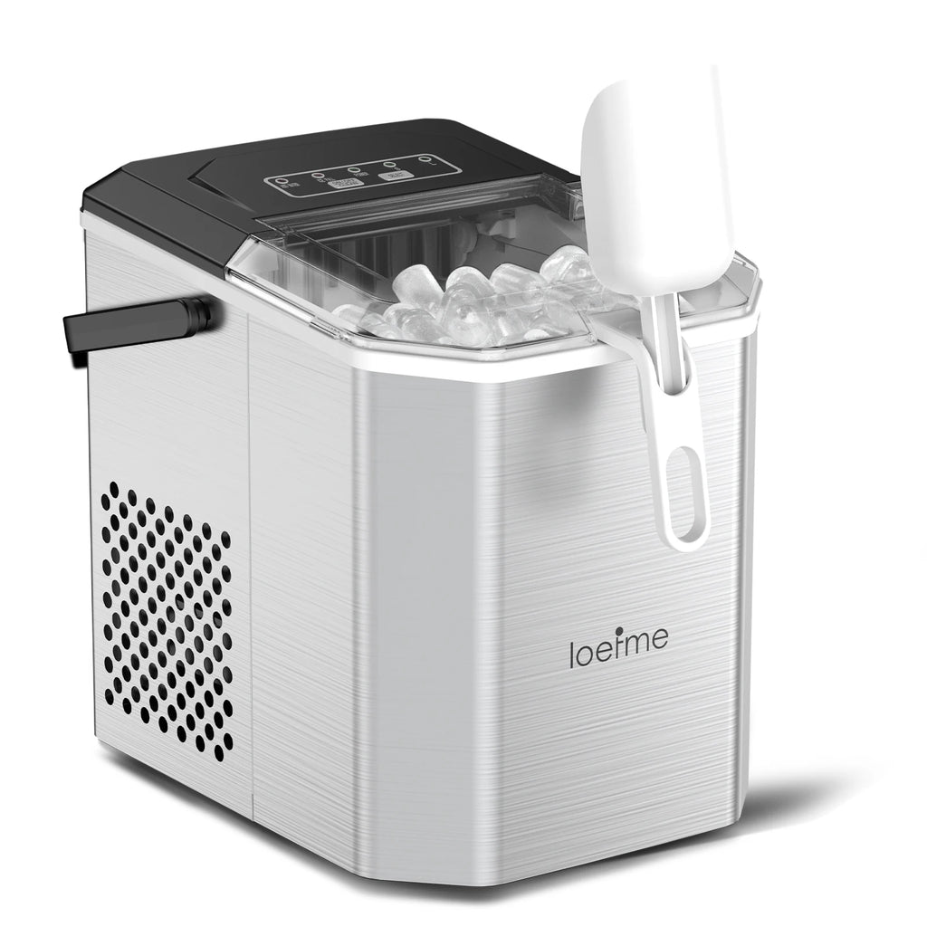 Loefme Desktop Fully Automatic Bullet Shaped Ice Maker 12kg/24h Fast Ice Making Suitable For Home Automatic Cleaning