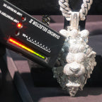 Iced Out Lion Head Cuban Pendant Necklace — Copper Alloy