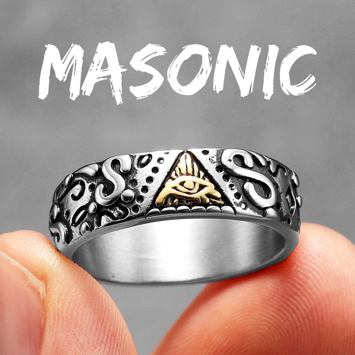 Masonic Eye Ring — Stainless Steel