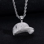 Iced Out Baseball Cap Pendant Necklace — Gold-Tone