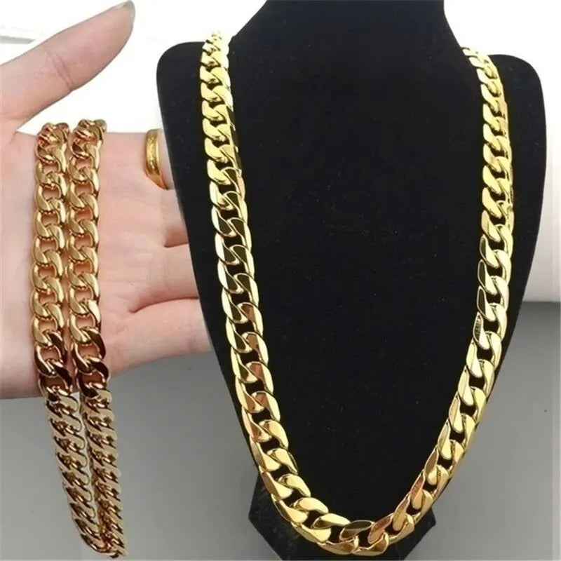 Gold Color Chunky Thick Link Plastic Chain Necklace Classic High Quality Smooth Lock for Women Men Grunge Steampunk