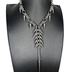 Punk Grunge Goth Rivet Geometric Long Pendant Chain Necklace