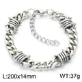 Kalen Vintage Stainless Steel Twisted Barbed Wire & Wrapped Cuban Bracelet Men‘s Adjustable Gothic Punk Women’s Wrist