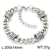 Twisted Barbed Wire Cuban Bracelet — Stainless Steel