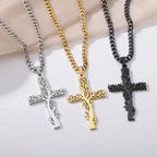 Stainless Steel Tree of Life Cross Necklaces for Women Gold Color Chain Necklace Aesthetic Collar Jewelry Accessories Gift