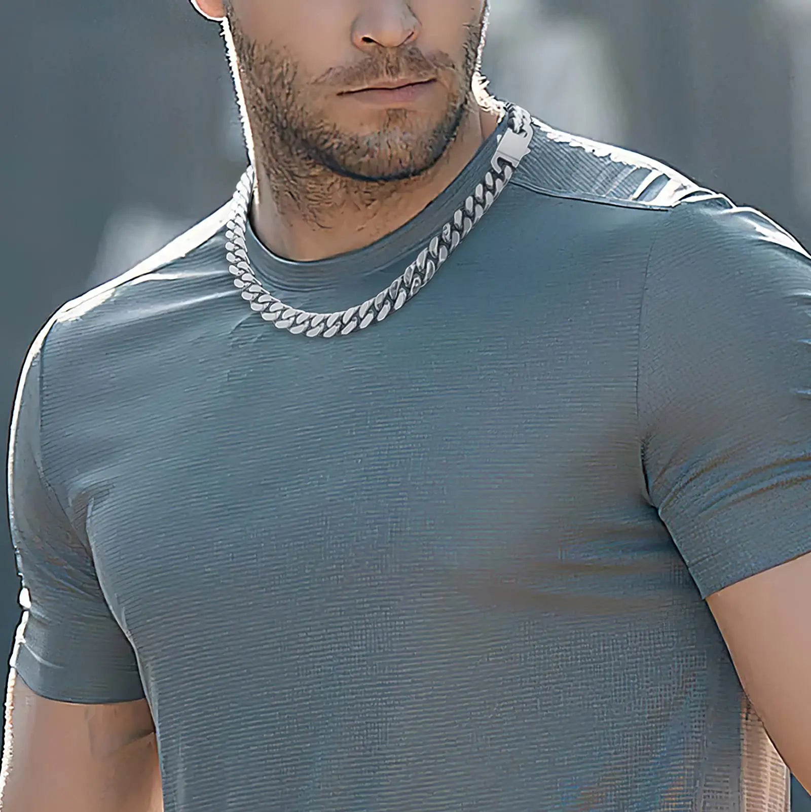 ULJ Hip-Hop Jewelry Men and Women Stainless Steel Miami Cuban Link Street Rapper Necklace Waterproof Chain