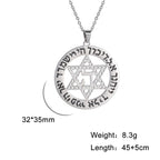 Jeshayuan Star Of David Pendant Necklace With Rhinestone Stainless Steel Hebrew Letter Jewish Talisman Jewelry Necklace