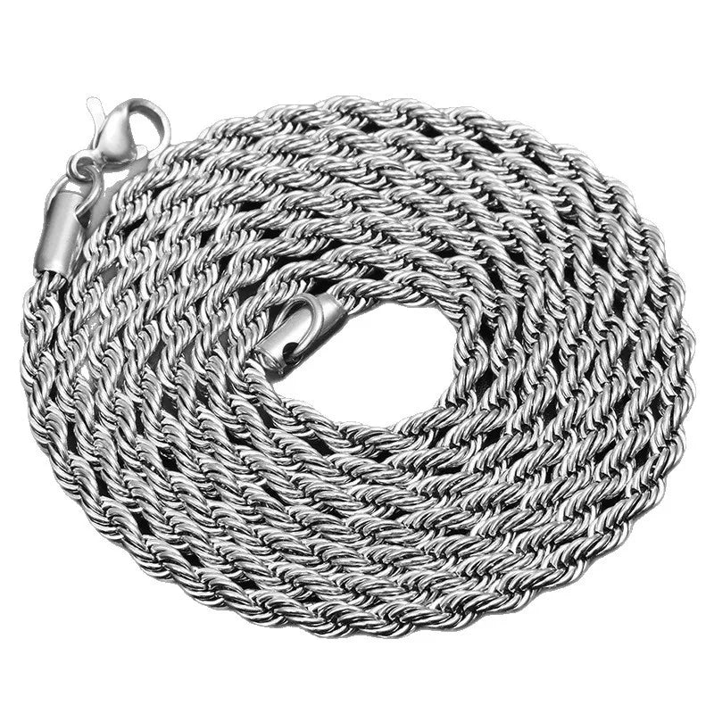 Daily Simple 3MM Twisted Chain Necklace For Men And Women Artificial Couple Necklace