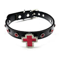 Gothic Cross Leather Choker Necklace