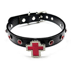 Gothic Cross Leather Choker Necklace