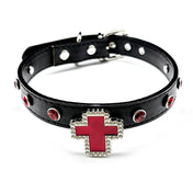 Gothic Cross Leather Choker Necklace