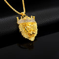 The Lion Head Alloy Men's Necklace Personality Crown Lion Hip Hop Rock Pendant Punk Fashion Jewelry Accessories