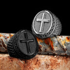 Christian Cross Black Religon Men Rings Stainless Steel Punk Cool Stuff Fashion Accessories Jewelry For Women Gift