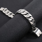 20MM Curb Cuban Chain Men Bracelet for Man Polished Brushed Waterproof Gold Color Stainless Steel Wristbands New In