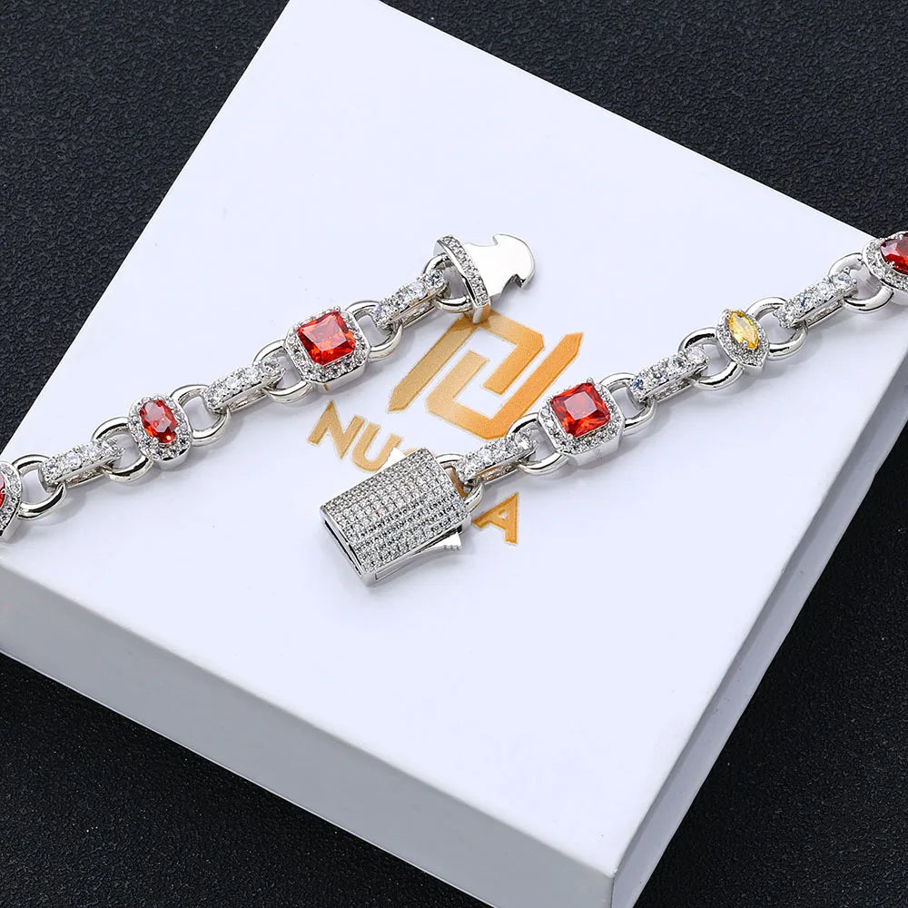 Gold Iced Out Heart Cuban Chain Necklace Colorful