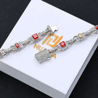 Gold Iced Out Heart Cuban Chain Necklace Colorful