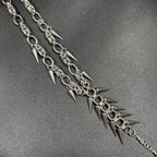 Punk Grunge Goth Rivet Geometric Long Pendant Chain Necklace