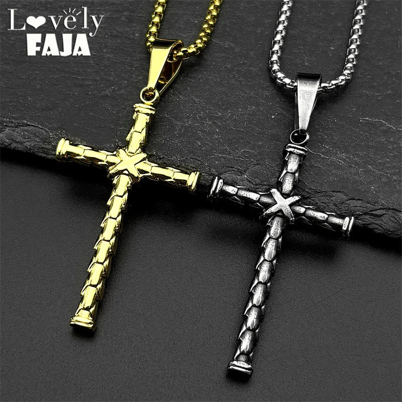 Cross Steel Pendant Christian Punk Biker