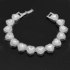 AAA Rhinestone Square Heart Shape Iced Out Tennis Chain Necklace Bracelet For Men's Chains Hip Hop Jewelry Wome On The Neck Gift