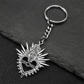 Heart Key Steel Pendant Flaming Sacred Thorns