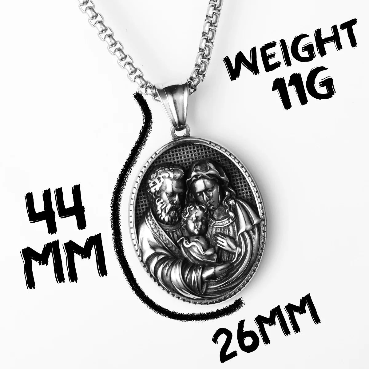 Holy Family Pendant — Stainless Steel