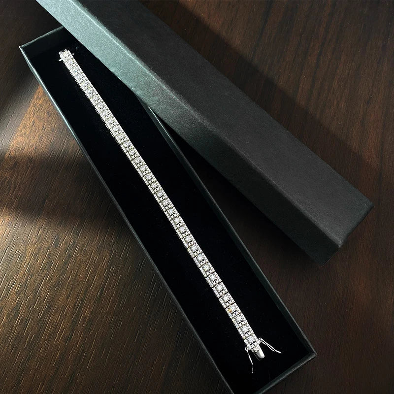 6mm Wide Cuban Link D Color VVS1 Moissanite Tennis Bracelet GRA Certified Pass Diamond Tester S925 Sterling Silver 18K