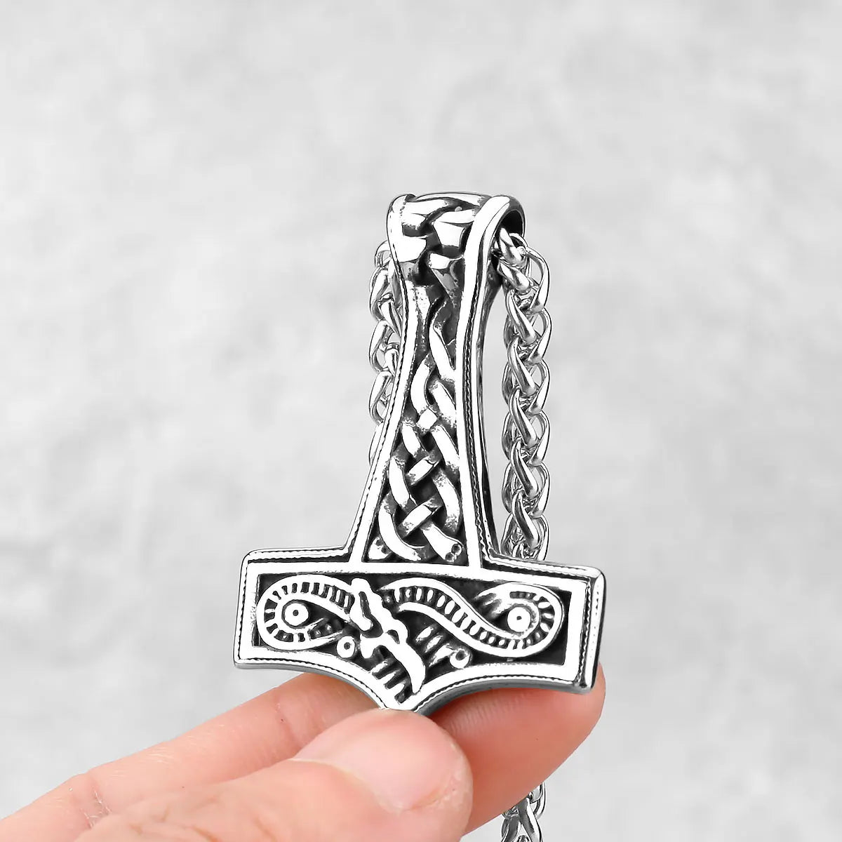 Norse Vikings Thor's Hammer Mjolnir Rune Amulet Necklace Stainless Steel Chain Vegvisir Anchor Pendant Male Jewelry