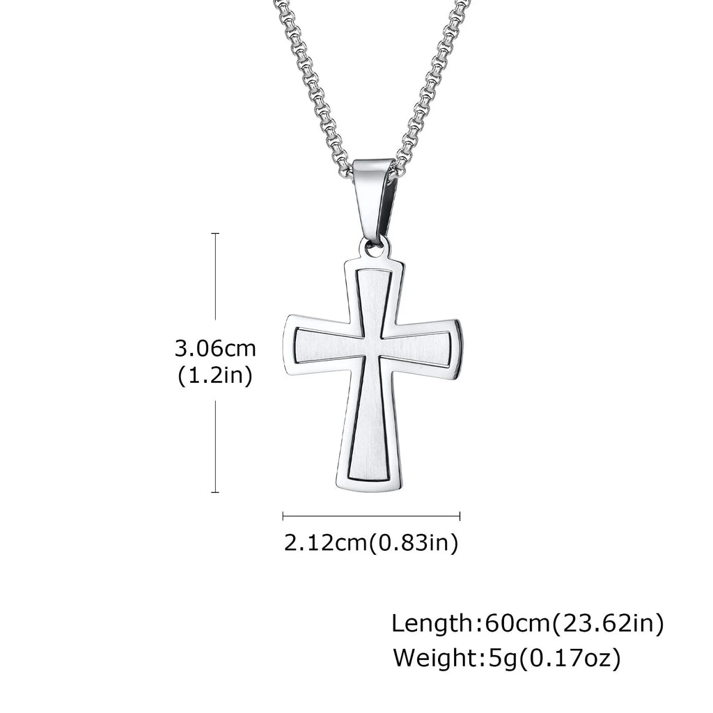 Cross Silver Pendant Necklace — Stainless Steel