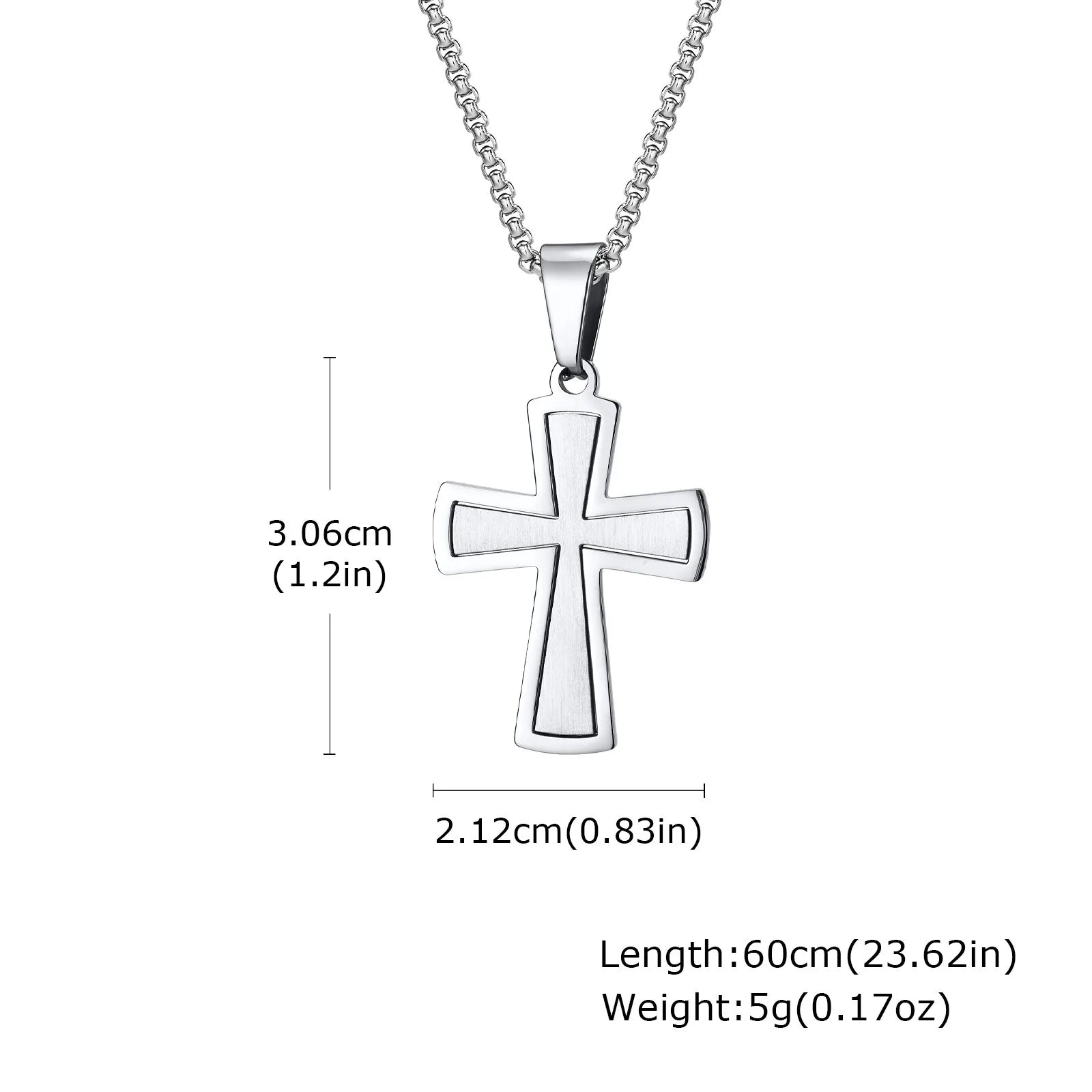 Minimal Cross Pendant — Silver Stainless