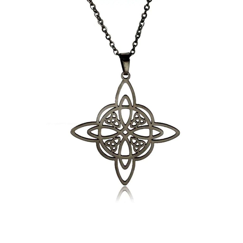Skyrim Witchcraft Witches Knot Necklace Stainless Steel Triquetra Celtics Magic Knot Wicca Neck Chains  Amulet Jewelry for Women