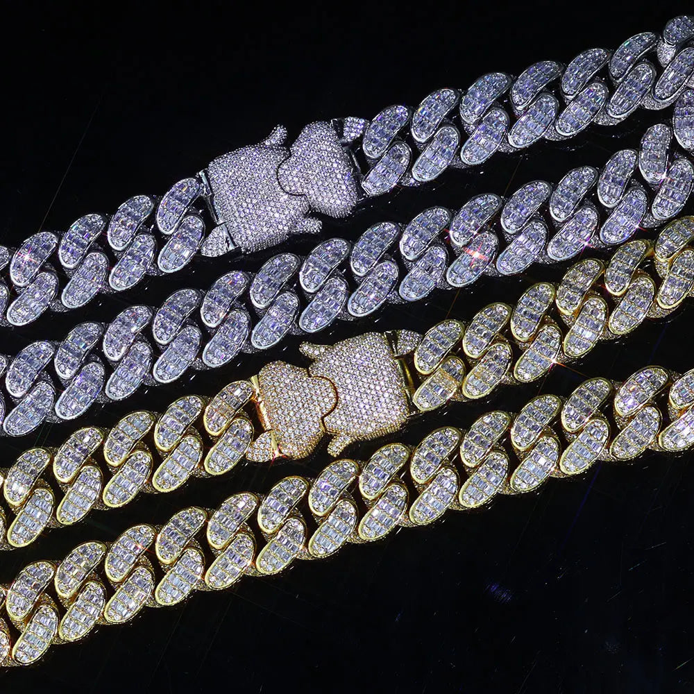 Iced Out Cuban Chain Necklace Stainless Steel 18MM