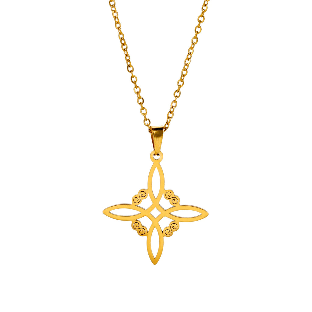 Witch Knot Pentagram Double Amulet Protection Necklace