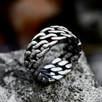 Simple Vintage Stainless Steel Link Chain Rings Punk Biker Fashion Creative Cuba Chain Ring For Men Women Jewelry Gift