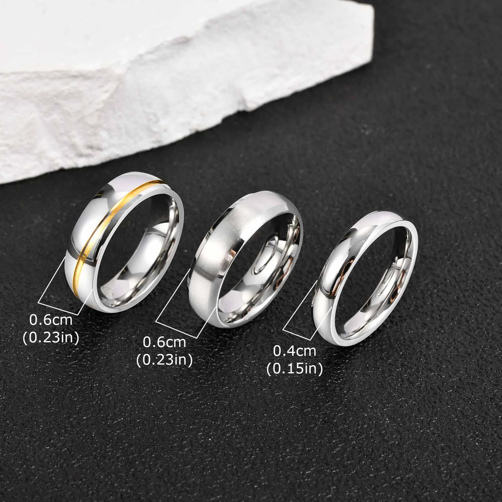 Vnox 3pcs/set Men's Stainless Steel Rings Set, Black Silver Gold Color Wedding Band, Anniversary Birthday Party Jewelry