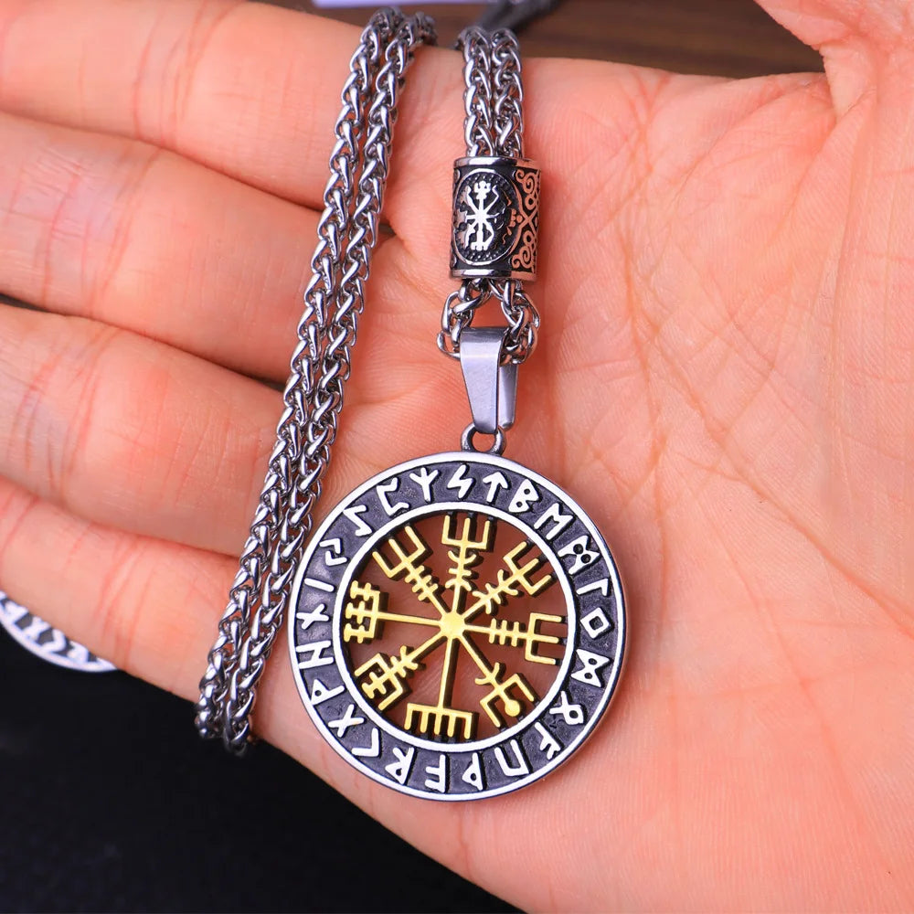 Viking Vegvisir Compass Pendant — Stainless Steel