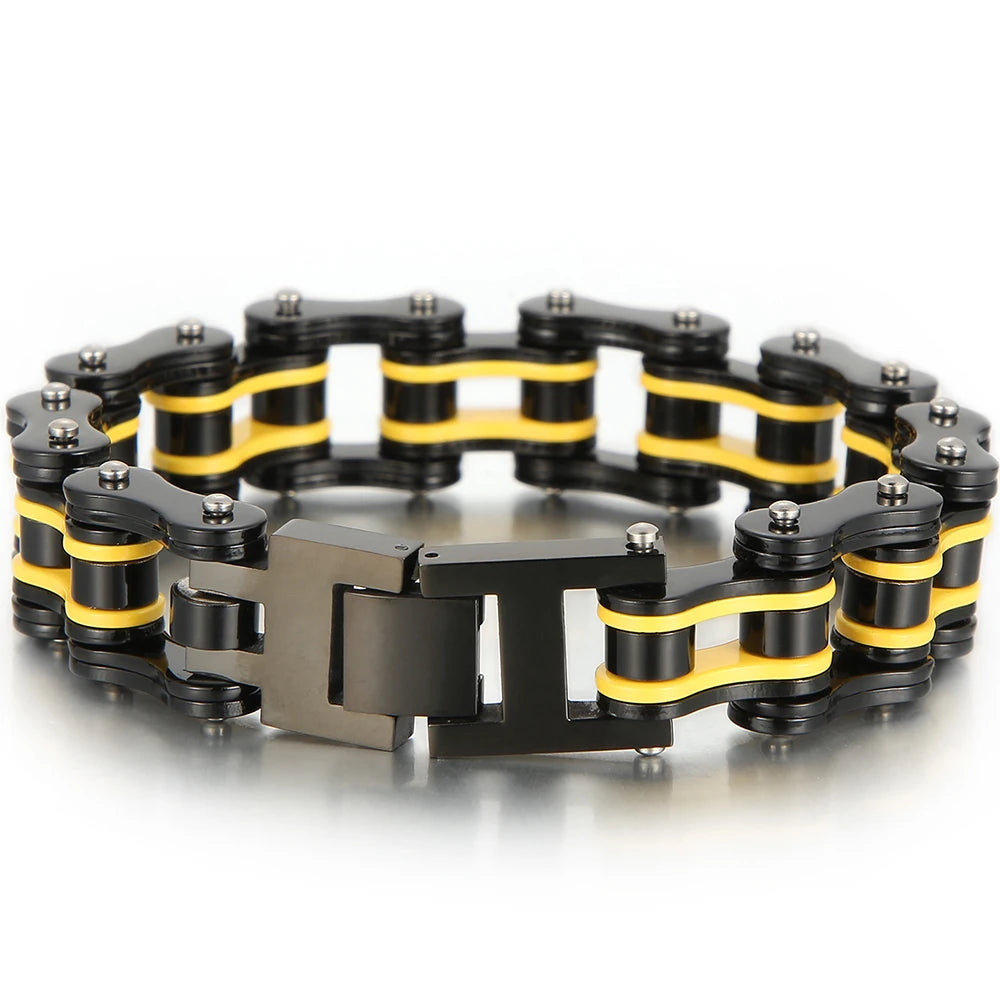 Rock And Roll Men's Bracelet Motorcycle Chain Mechanical Bracelets for Man 316L Stainless Steel Hand Jewelry