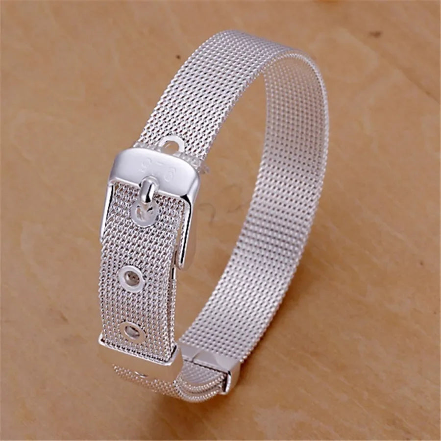 Twisted Chain Bracelet for Men & Women — Silver-Tone, Simple