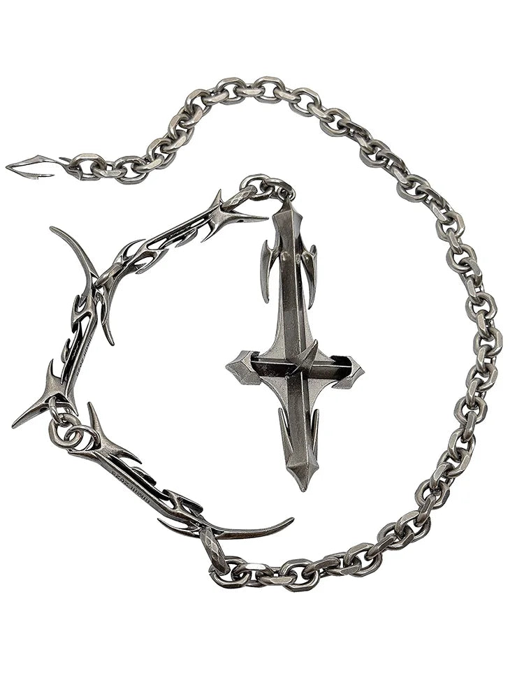 Alternative Copper Skull Thorn Choker - Jewelry Accessories for Women and Men, Spiked Pendant Necklace, Bold Unisex