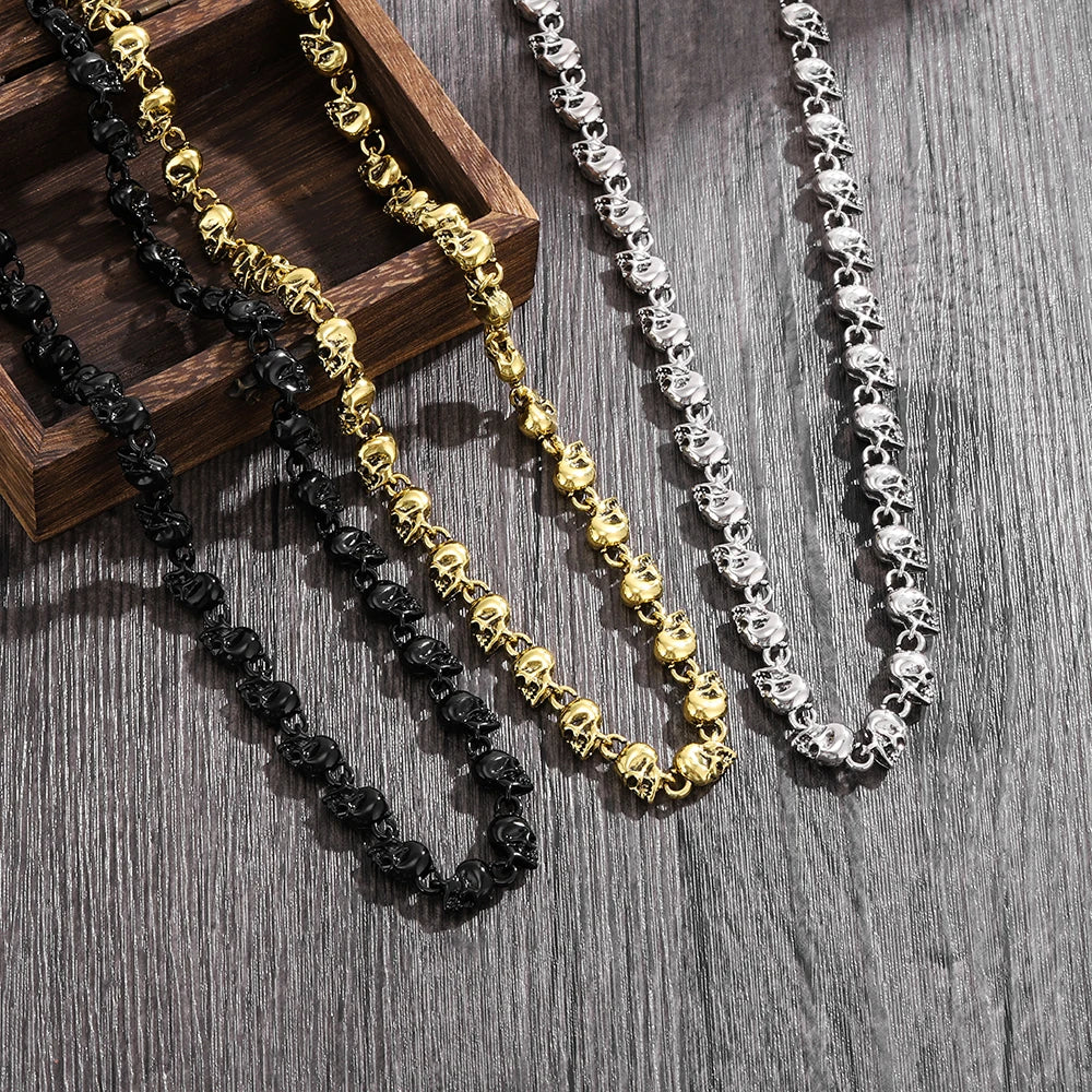 Trendy New Arrival: Skull-Motif Men's Necklace Gothic Dark Retro Punk Style Bold and Versatile Necklace