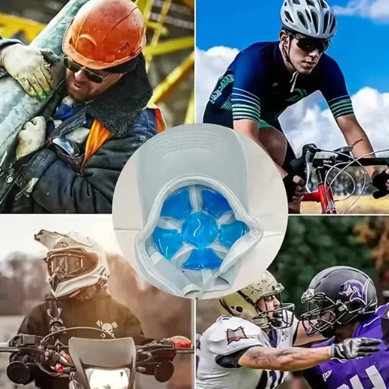 Blue PVC Gel Ice Pack - Adjustable Cooling Pad for Helmets & Hats | Reusable Cold Compress Travel Portable Outdoor