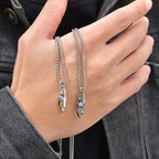 Blue Stone Pendant Necklace — Stainless Steel