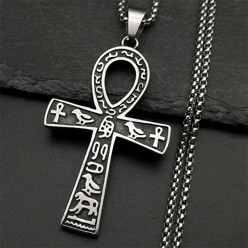 Cross Egyptian Steel Pendant Anka Vintage