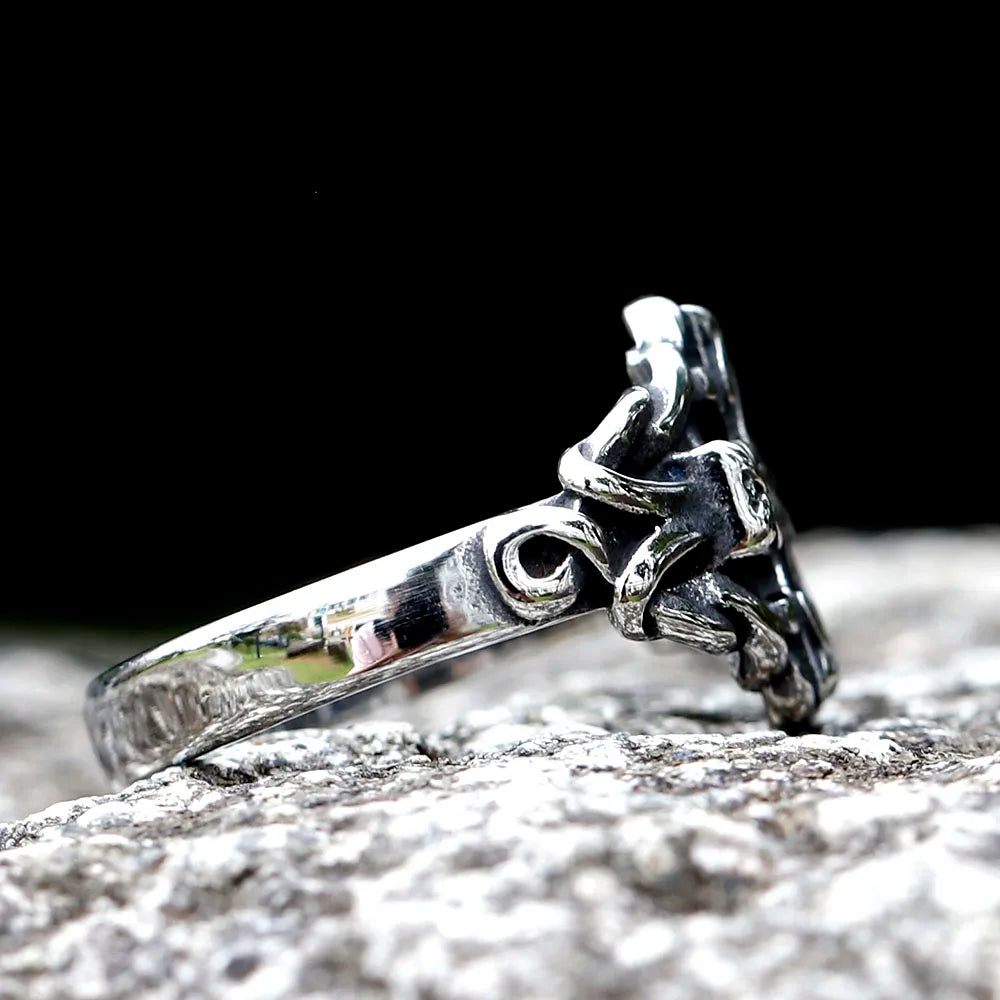 Viking Cross Amulet Celtic Knot Ring — Stainless Steel