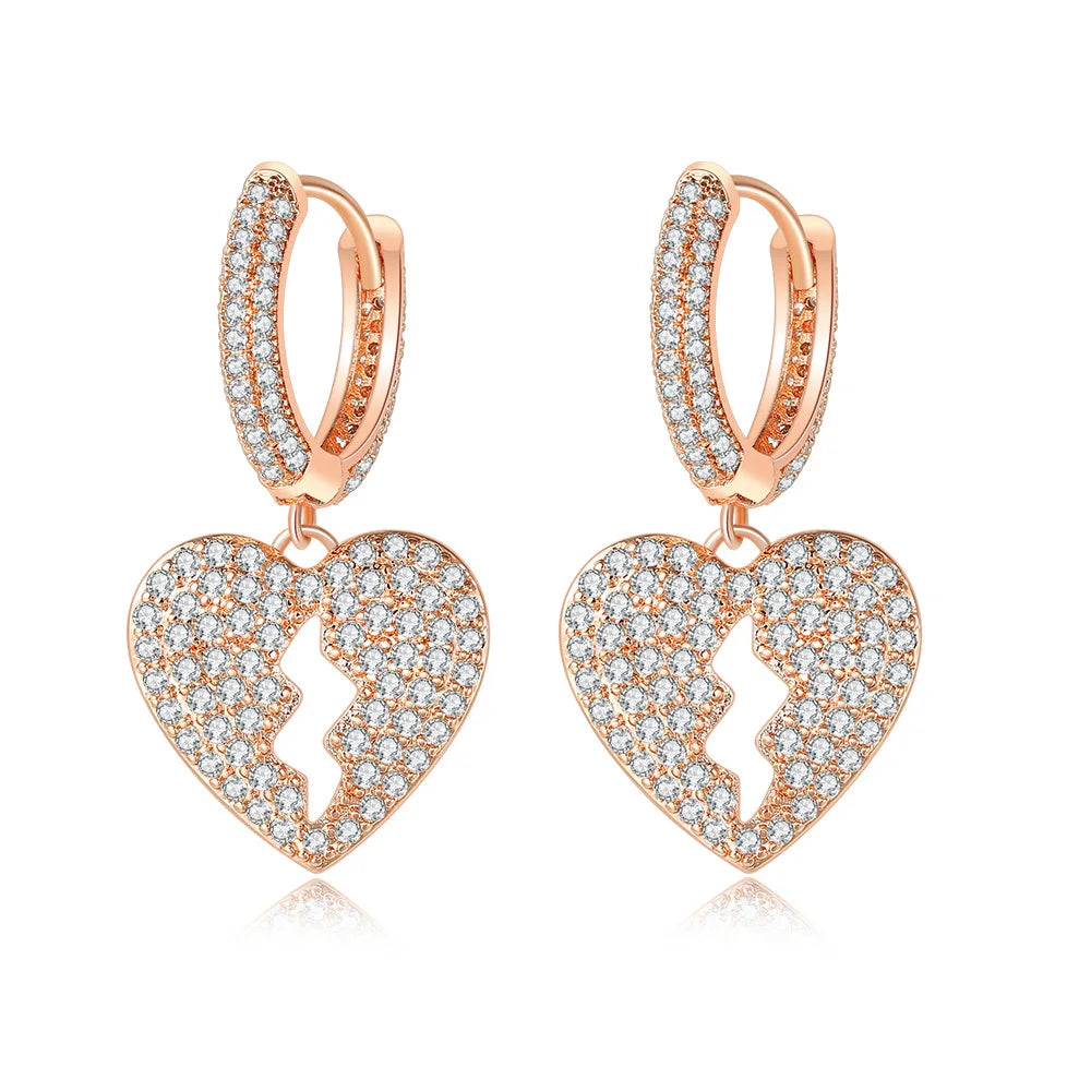 Crystal Heart Hoop Earrings — Stainless