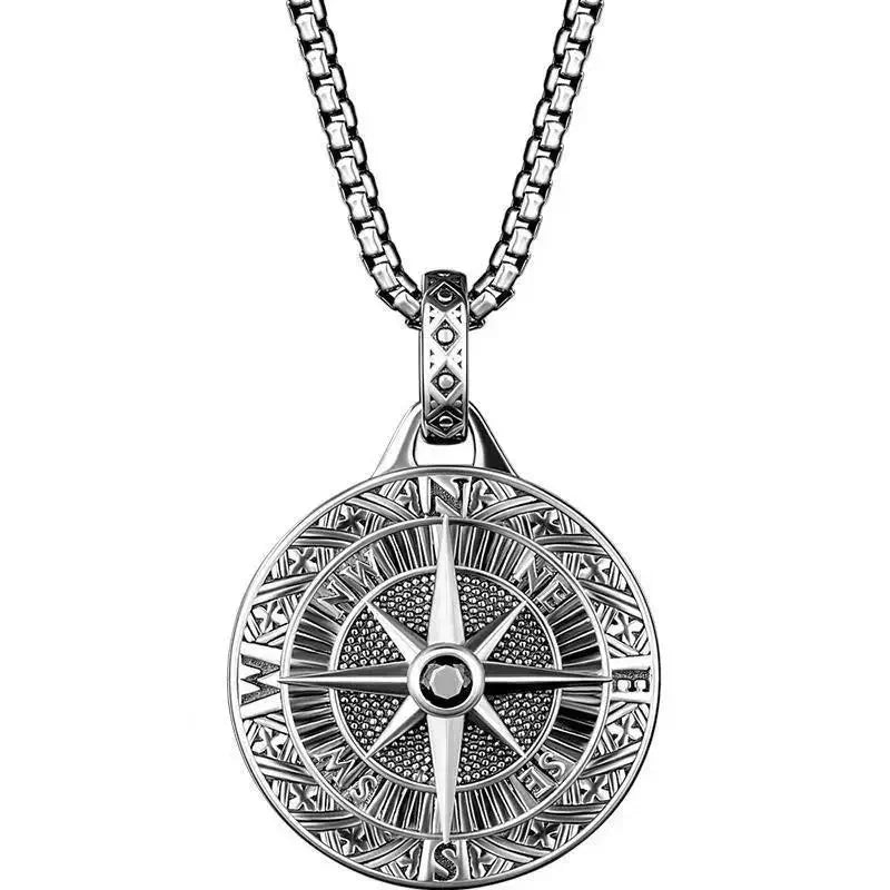 Quality Fashionable Medal Necklace Pendant Pirate Ship Compass Personality Men's Necklace Pendant Hip Hop Jewelry Trend