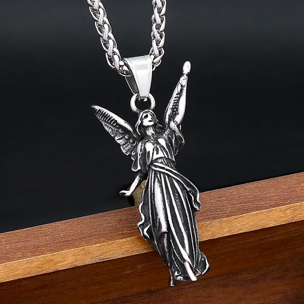 Angel Wings Steel Pendant Statue Liberty 316L